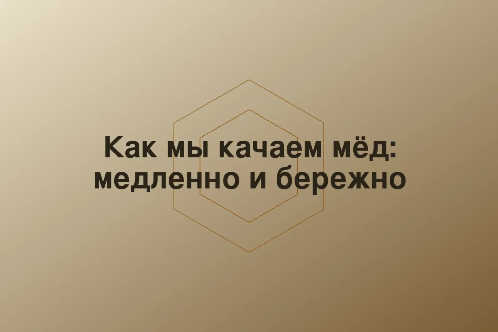 Как мы качаем мёд: медленно и бережно